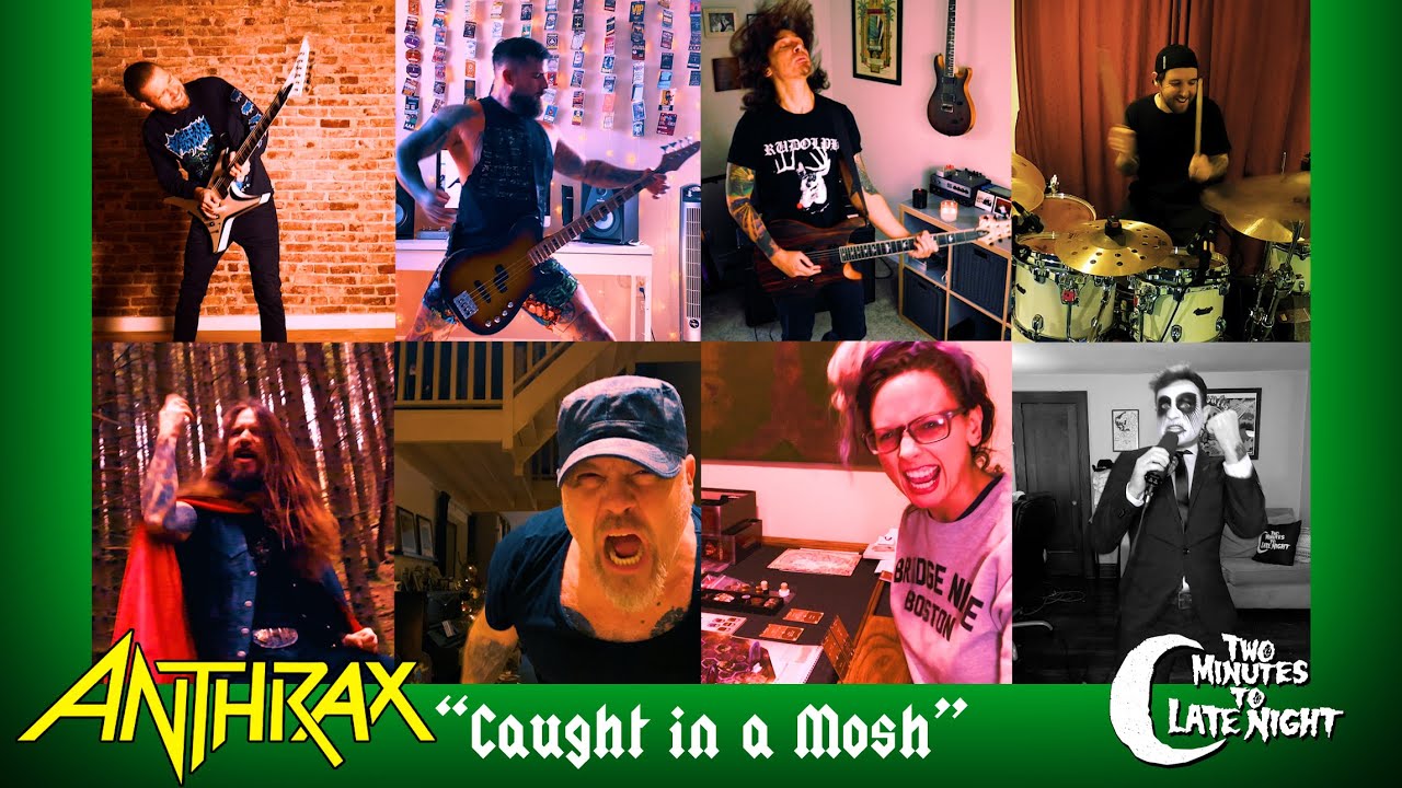 Revocation + Periphery + Carcass + HJELVIK cover Anthrax’s “Caught In A Mosh”