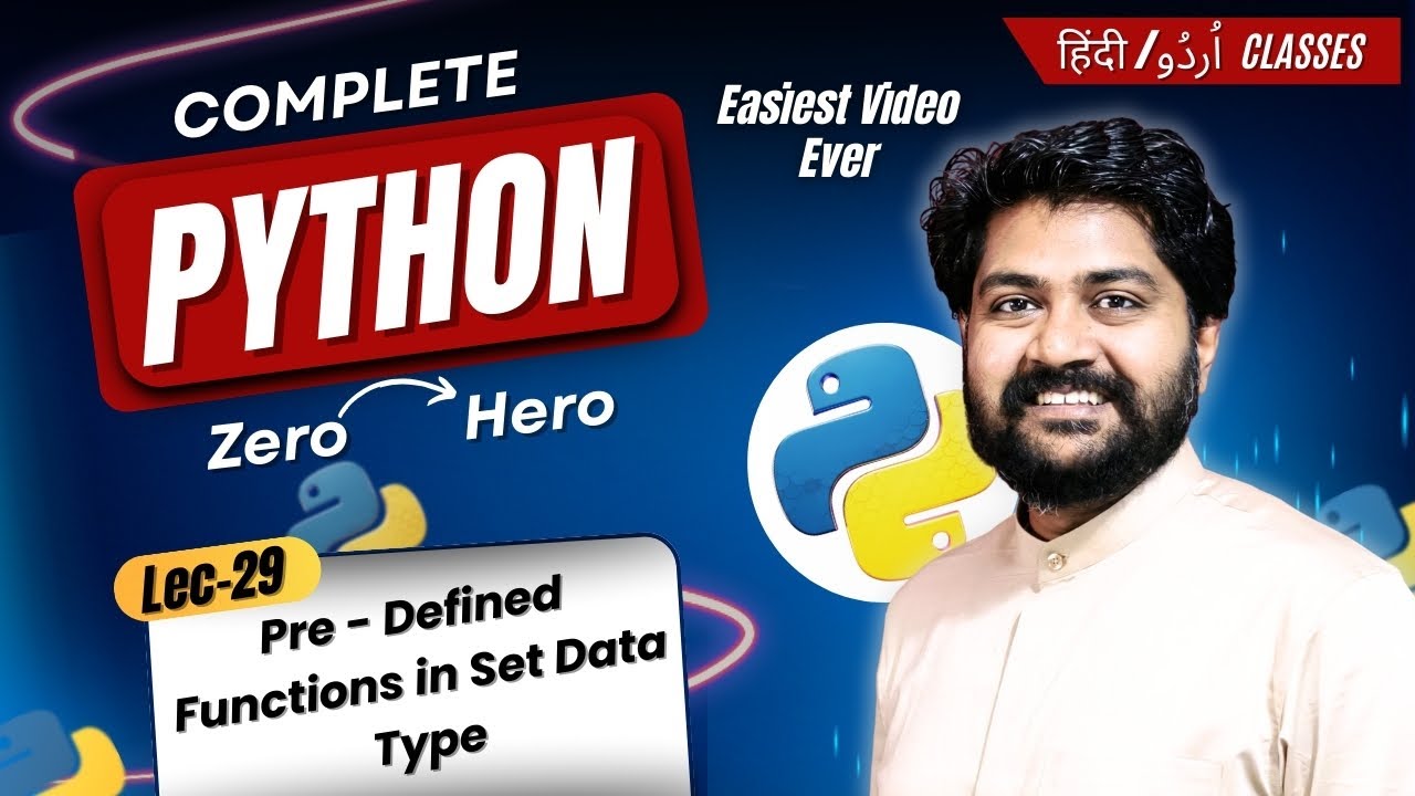 Pre defined functions in Set data type-Hindi/Urdu | Lec-29 | Python 2026 Complete course
