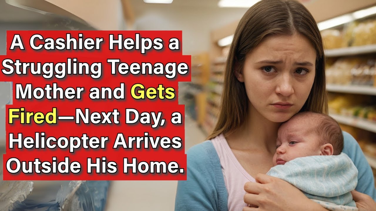 A Cashier Helps a Struggling Teen Mom and Gets Fired—Next Day, a Helicopter Arrives Outside His Home
