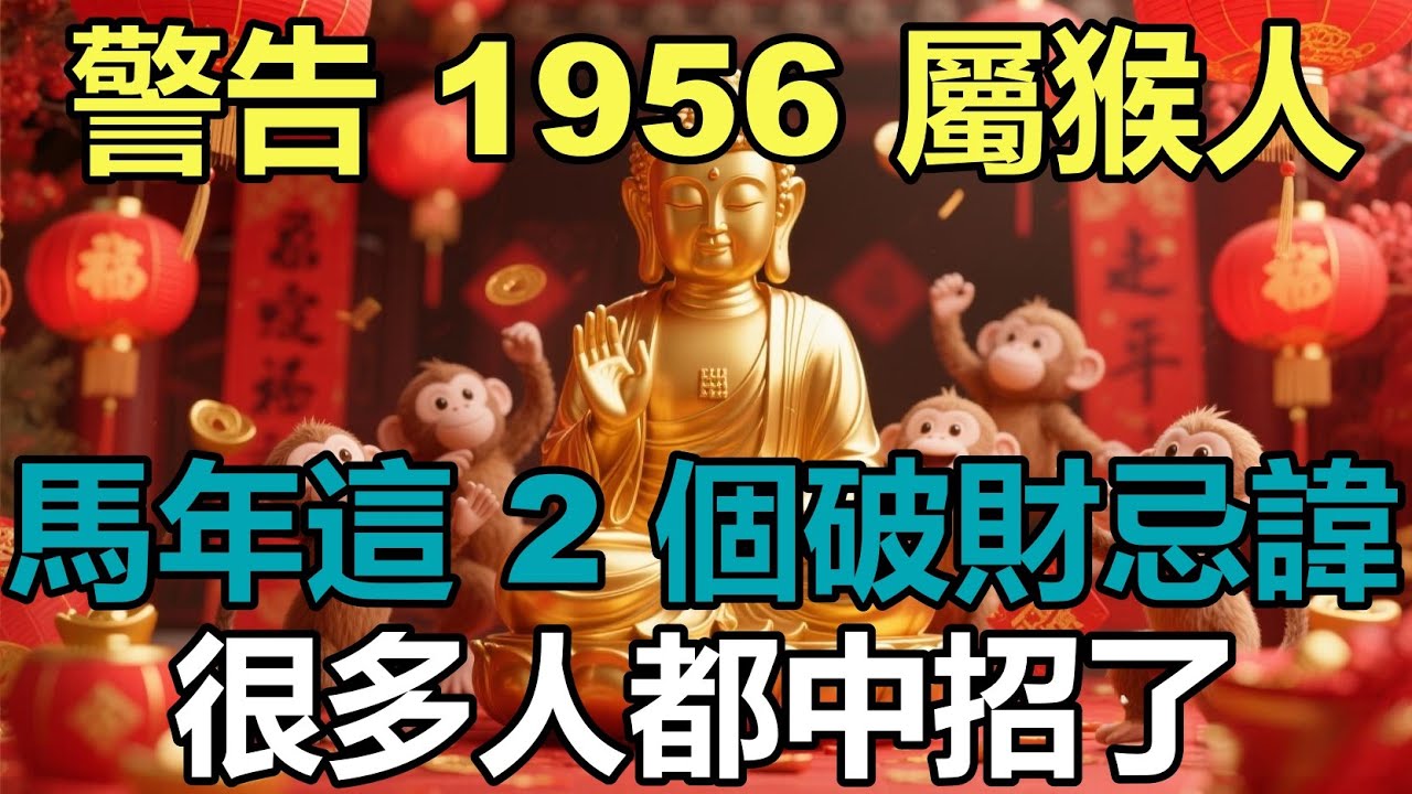 警告 1956 屬猴人！馬年這 2 個破財忌諱，很多人都中招了！#佛约#生肖#财运 #佛學 #佛陀 #佛法 #佛教 #修行#生肖运势#属相运势