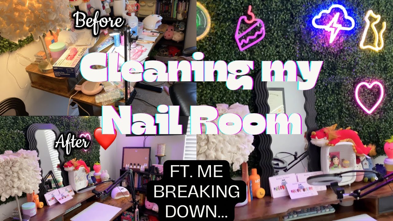 ✨🫧🧼 CLEANING MY NAIL ROOM (ft me slowly breaking down)🧽🧹🥲✨