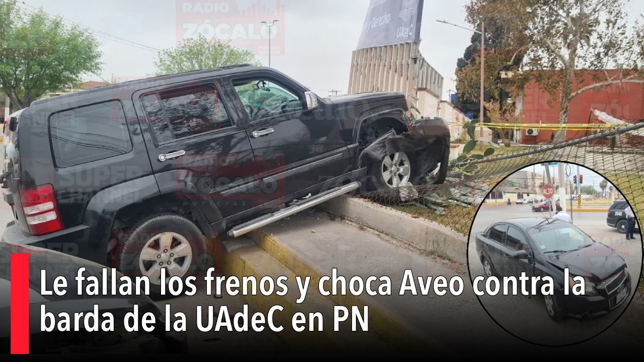 Le fallan los frenos y choca Aveo contra la barda de la UAdeC en PN