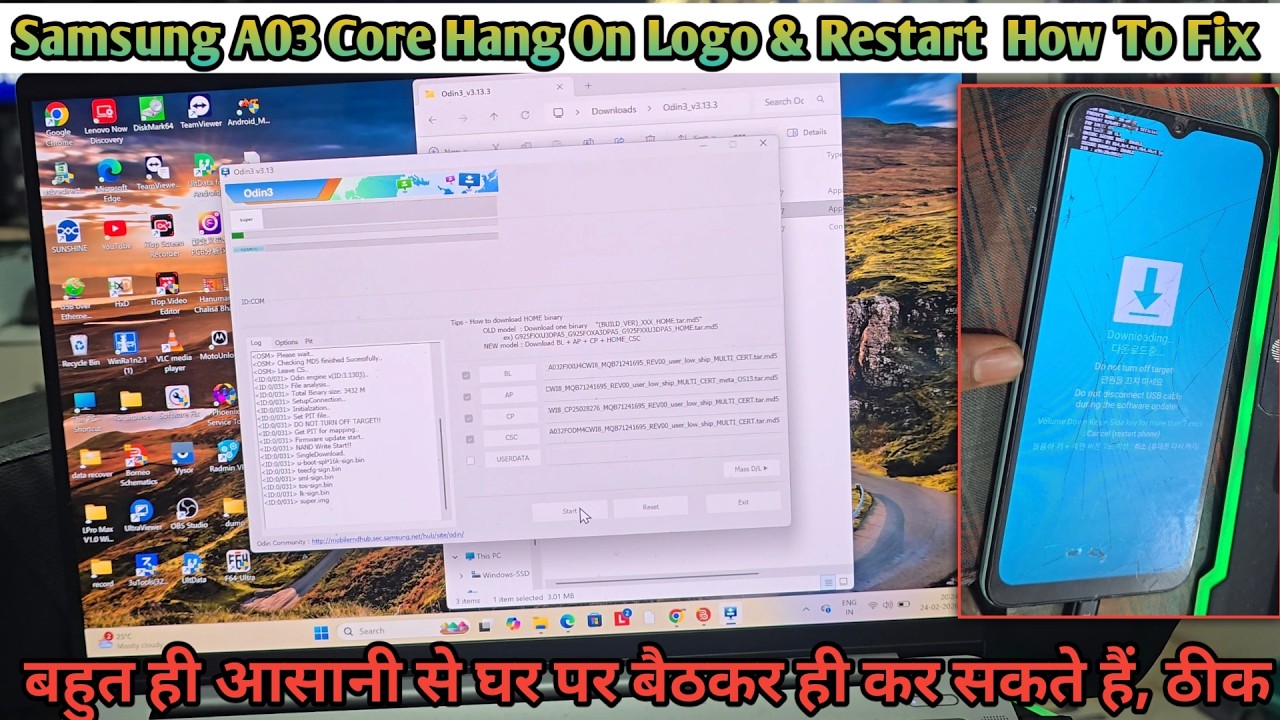 Samsung A03 Core Hang ON Logo Softwere Problam Fix / How To Flash Samsung Phone With Odin