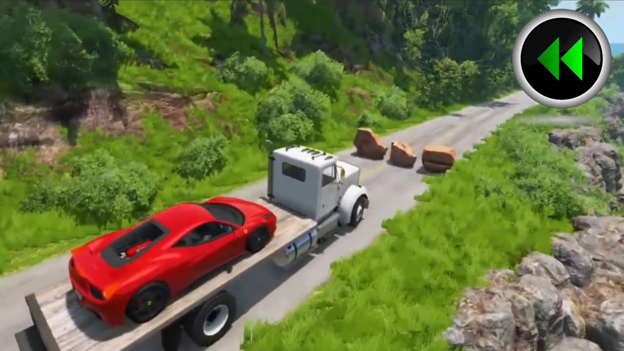 Reverse Cars vs Giant Rocks - BeamNG Drive - BeamNG Drive