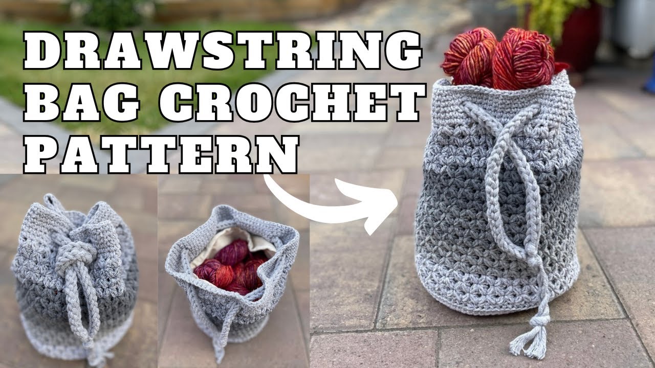 Crochet Drawstring Bag – Easy & Eco-Friendly Pattern + Video Tutorial