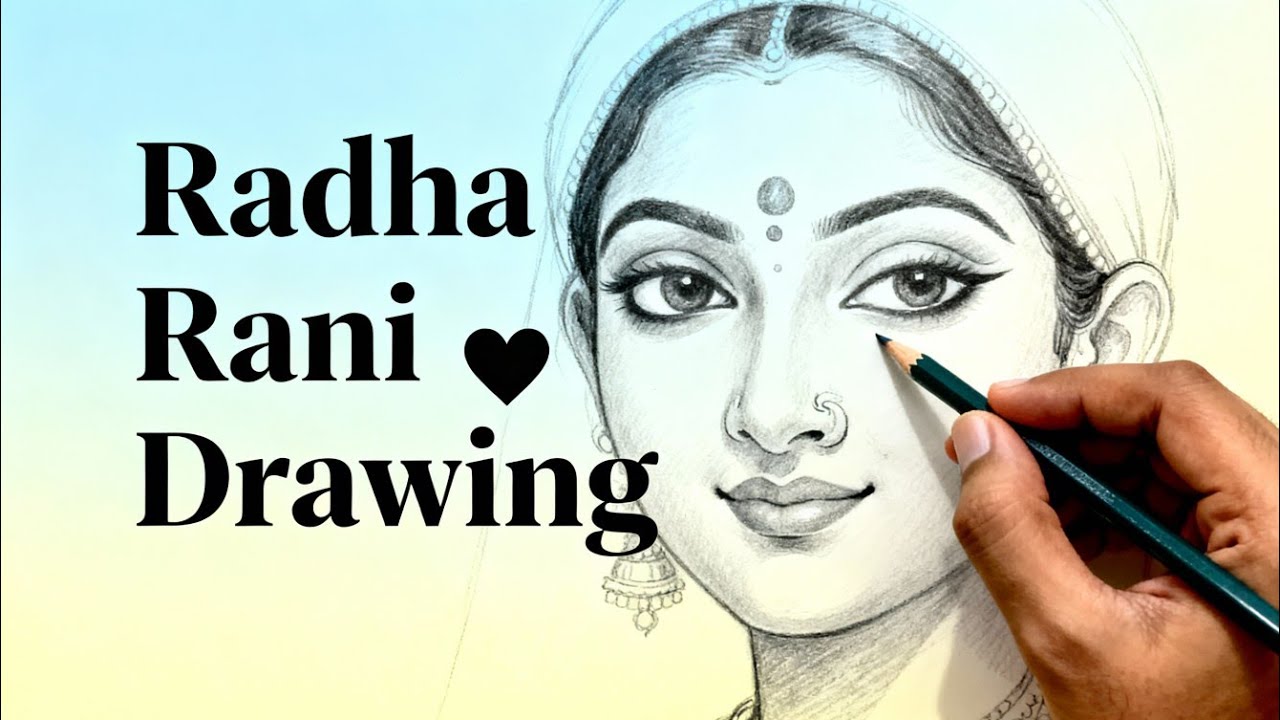 Radha rani drawing step by step  