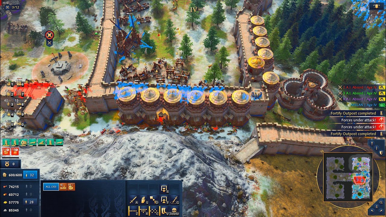 Ottoman vs 3× OOTD | Massive Siege Warfare | Bombards Take Over the Battlefield | AOE4