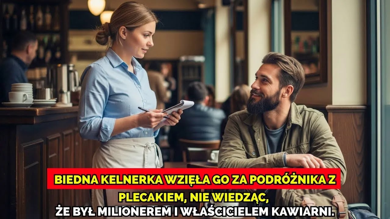 Biedna kelnerka pomyliła go z podróżnikiem, nie wiedząc, że był milionerem i właścicielem kawiarni.