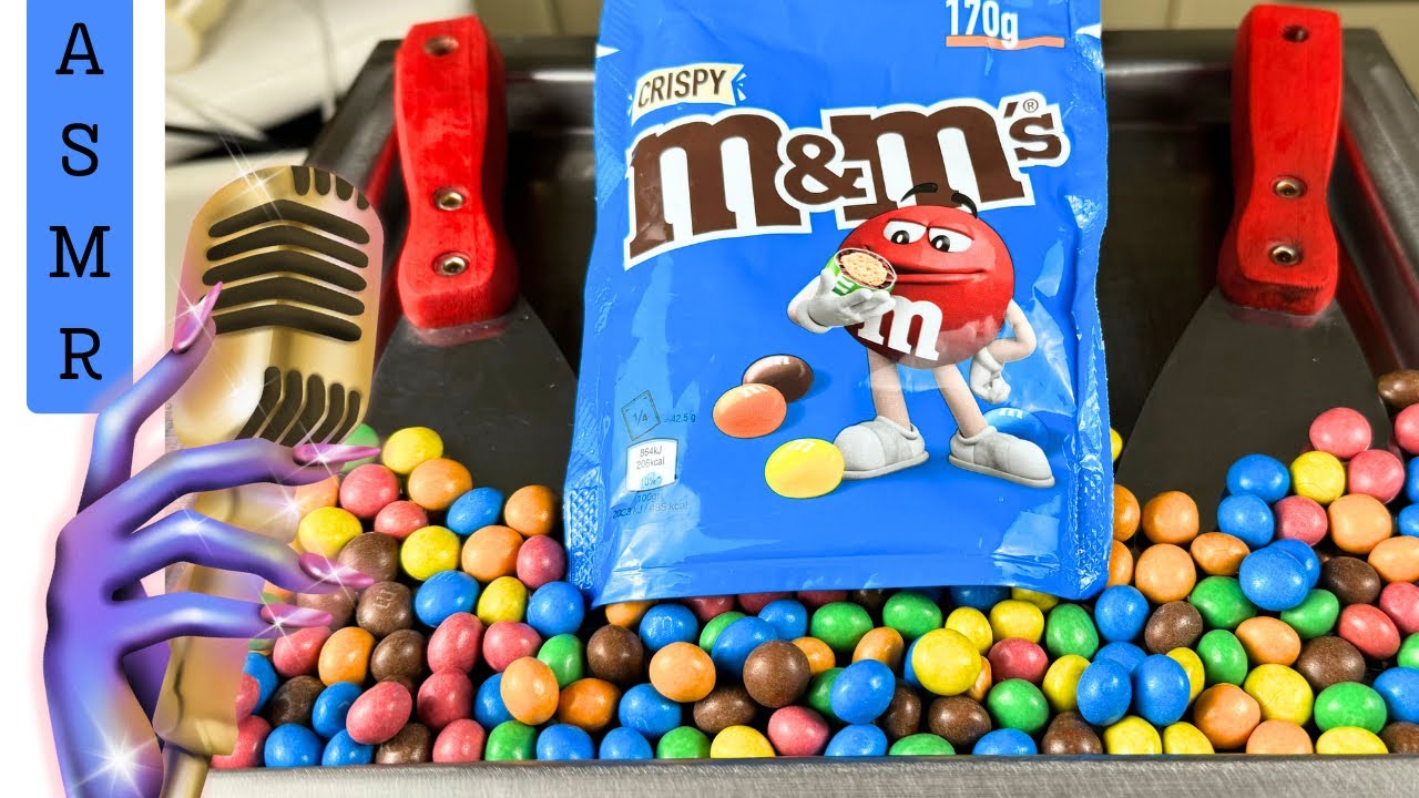 ASMR -30°C M&M 's  trasformati in gelato. Una sensazione rilassante ti avvolgerà con questo video.