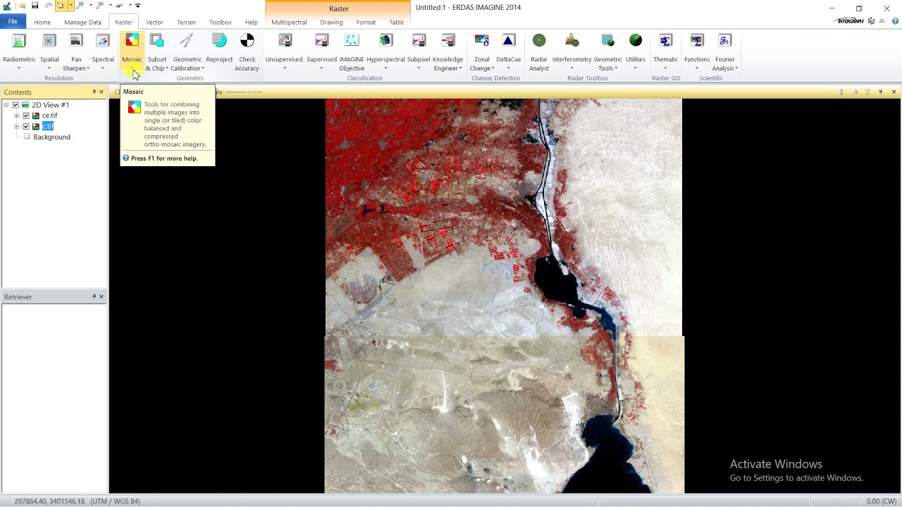 كيفية عمل Mosaic بين مرئيتين على برنامج Erdas Imagine