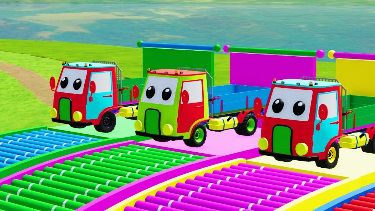 Animation with Colors - Fiat Doblo ON Trıple Trailer - Dump Truck Farming Simulator