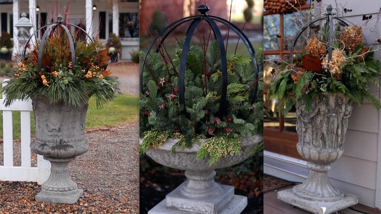4 Ideas for Decorating Urns with Topiaries and Gathered Greens! 🌲🌿❄️