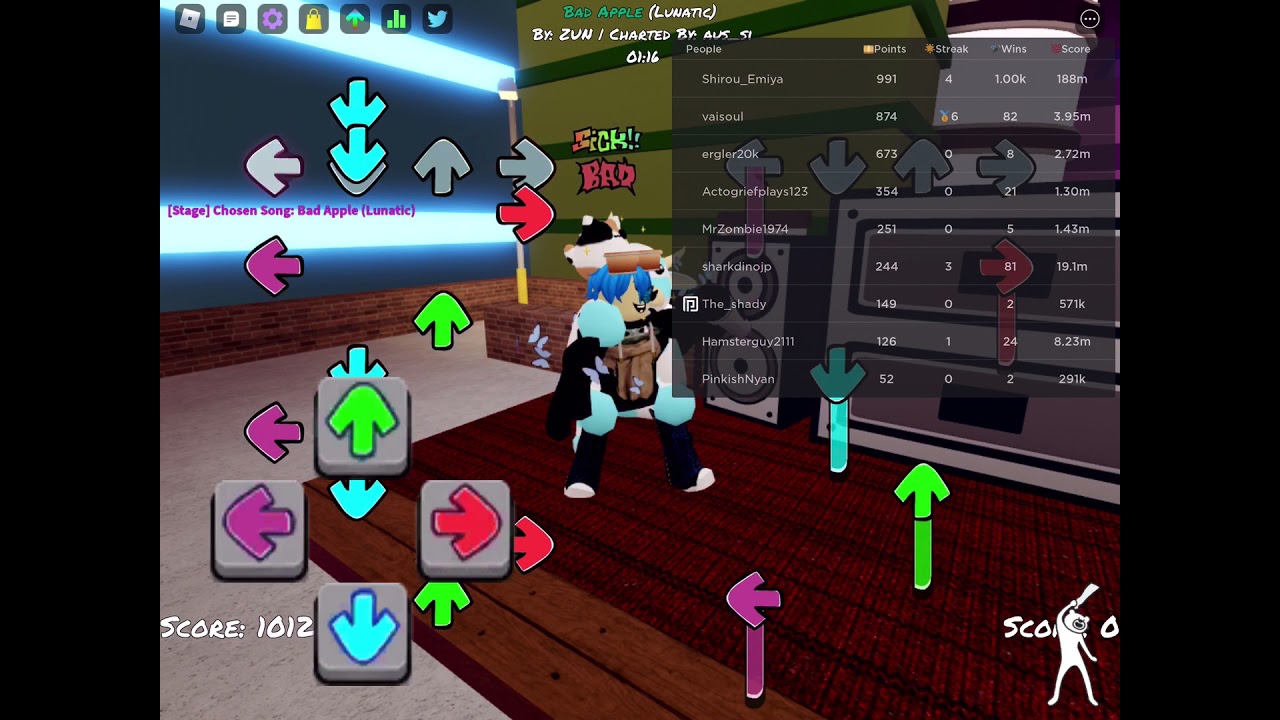 Playing Funky friday / bad apple/ lunatic mode!