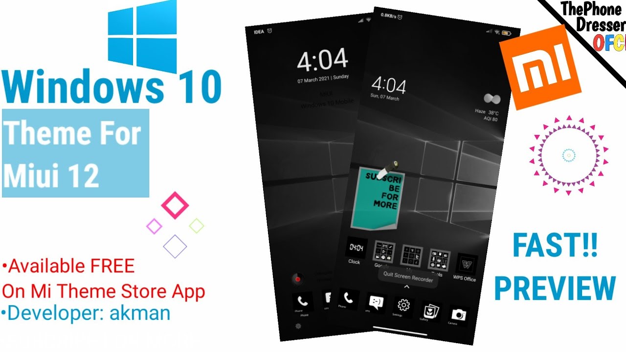 Windows 10 Theme For MIUI 12|Xiaomi Devices|By akman