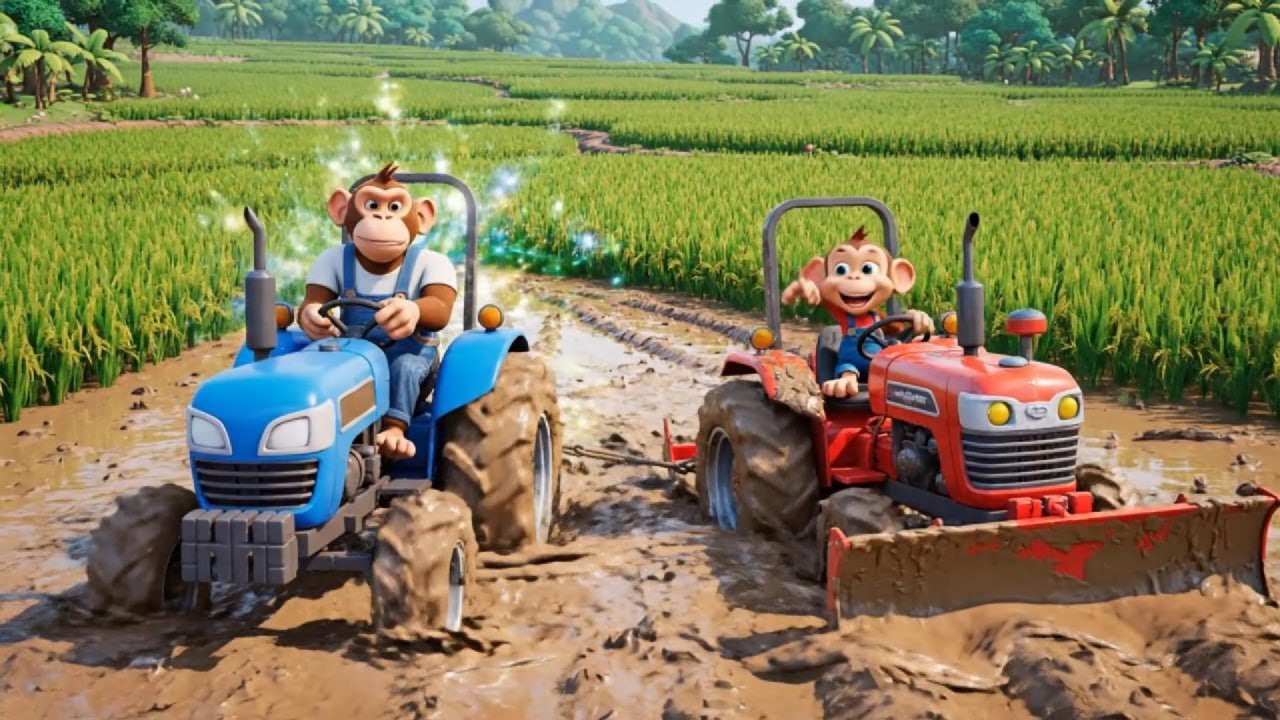 Baby Monkey Brothers Learning to Plow | Kids Storytime