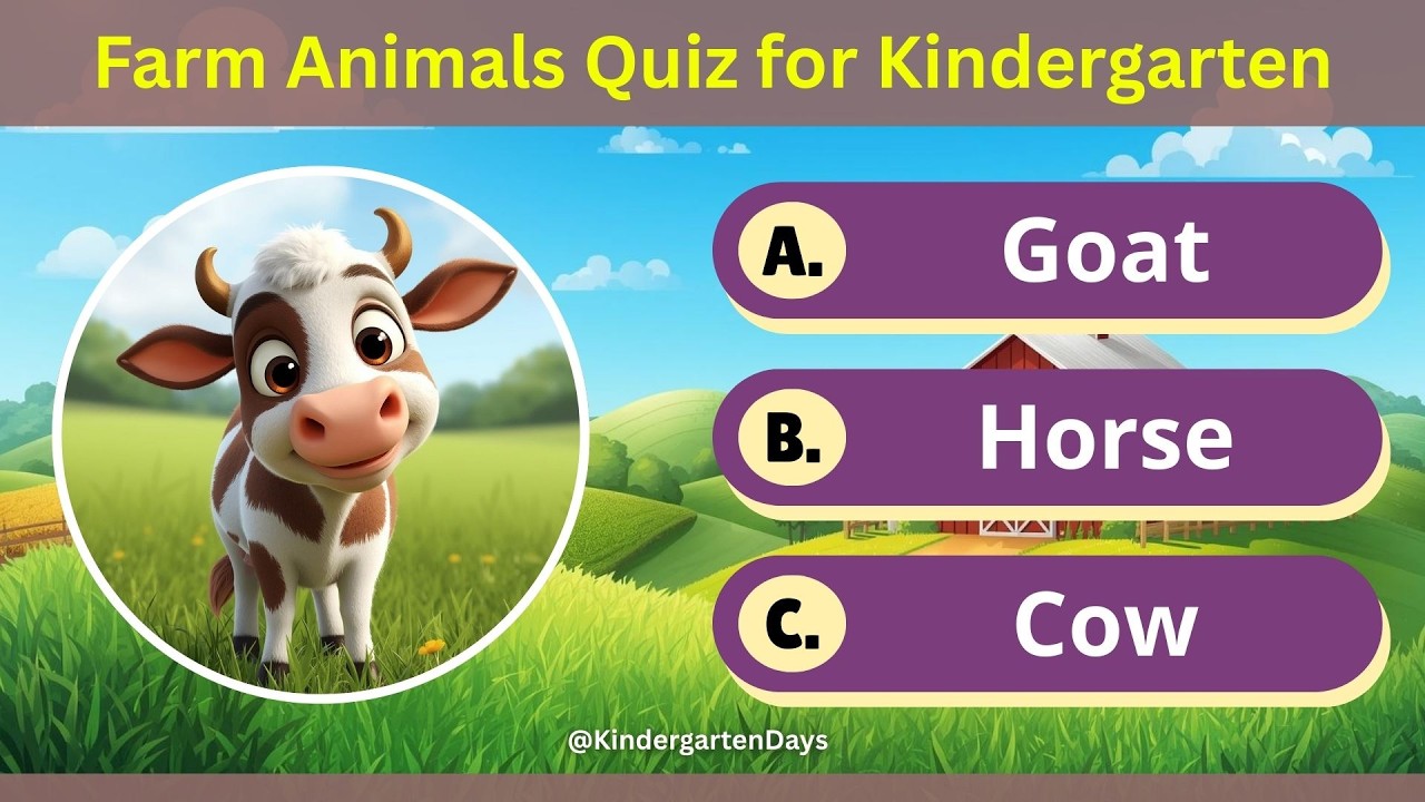 Identify the Farm Animal 🐄🐑🐓 | 12 Questions for Kindergarten Kids | Elementary School Test