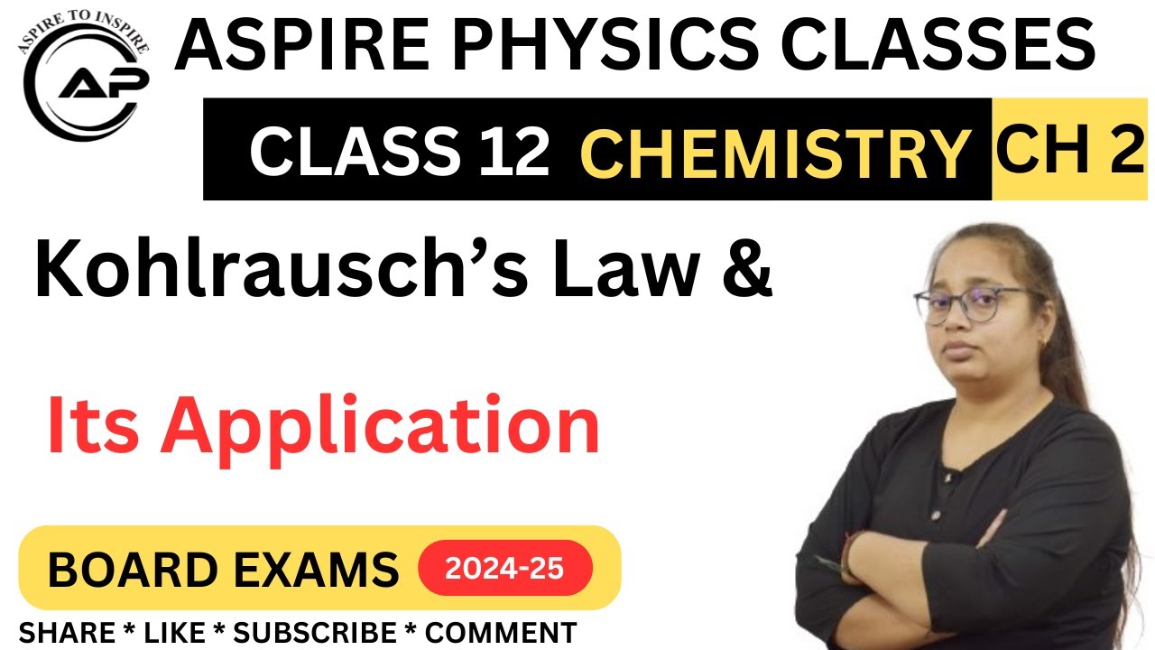 Kohlrausch's Law and Its Application - Electrochemistry | Class12 Chemistry Ch 2 | #cbse2024_25