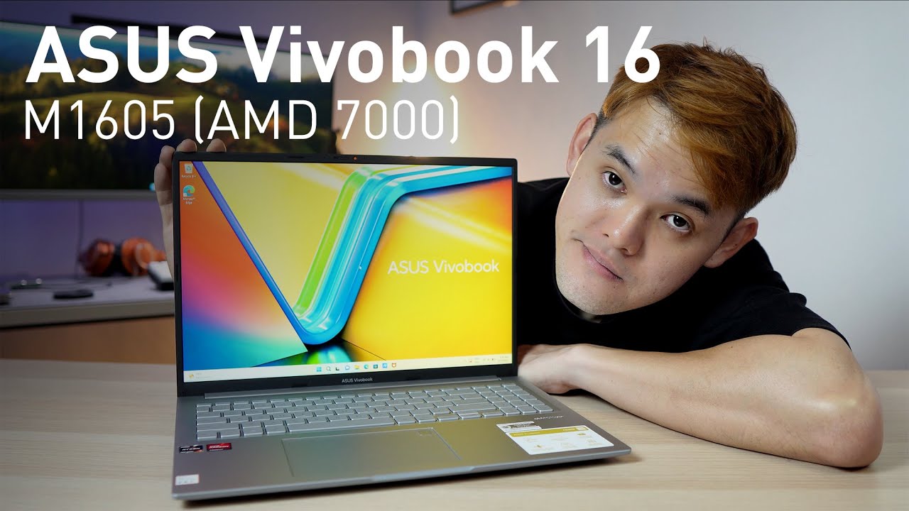 ASUS Vivobook 16 M1605 — доступный ноутбук с большим экраном и процессором AMD Ryzen 7000 серии.