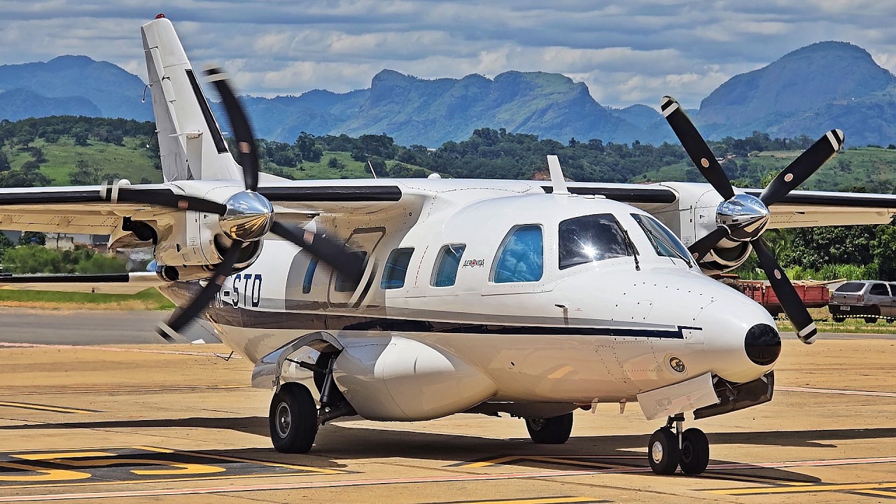 Mitsubishi MU-2B-60 Marquise Acionamento e Decolagem Bimotor Japonês