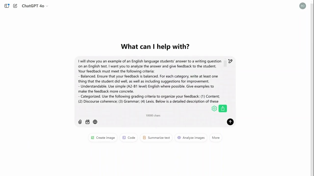 Use AI to Generate Feedback on DET Writing Questions