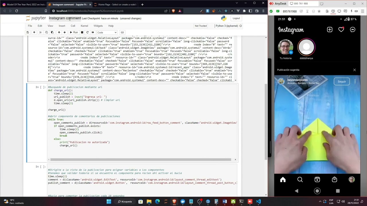 Automatizar comentarios en instagram con UIAutomator2