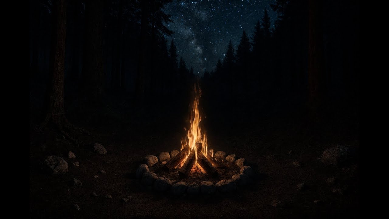 The Sound of Night – Forest Fire and Crickets | Best sound for Sleep, Relax, Read & Focus