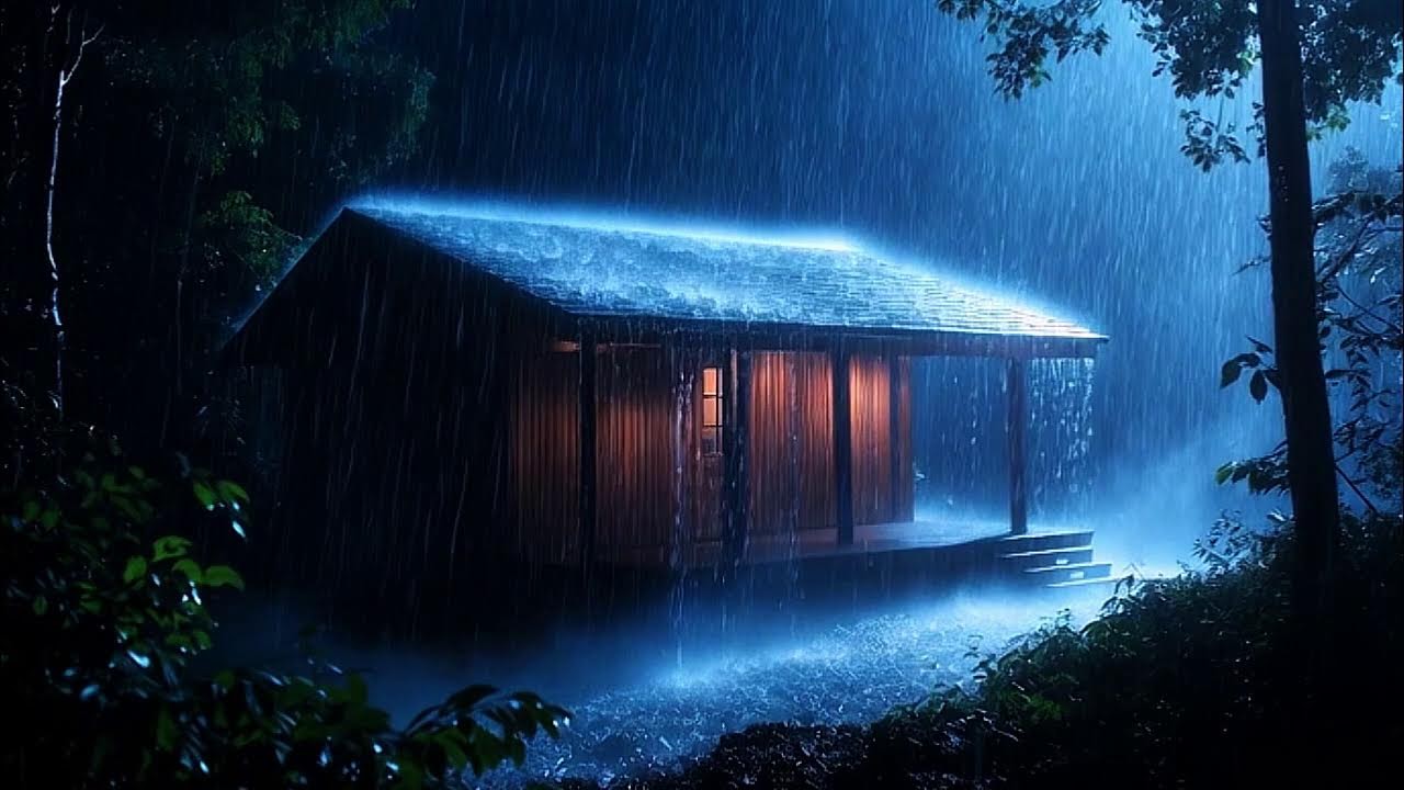 LIVE 24/7  🌧️  Cabin in the Woods Rainstorm |  Insomnia Relief 😴 | Black Screen  | Relaxing Rain Sou