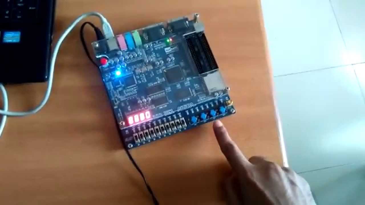 FPGA DE1 Altera Board programming with Mod 8 counter on 7 segment display
