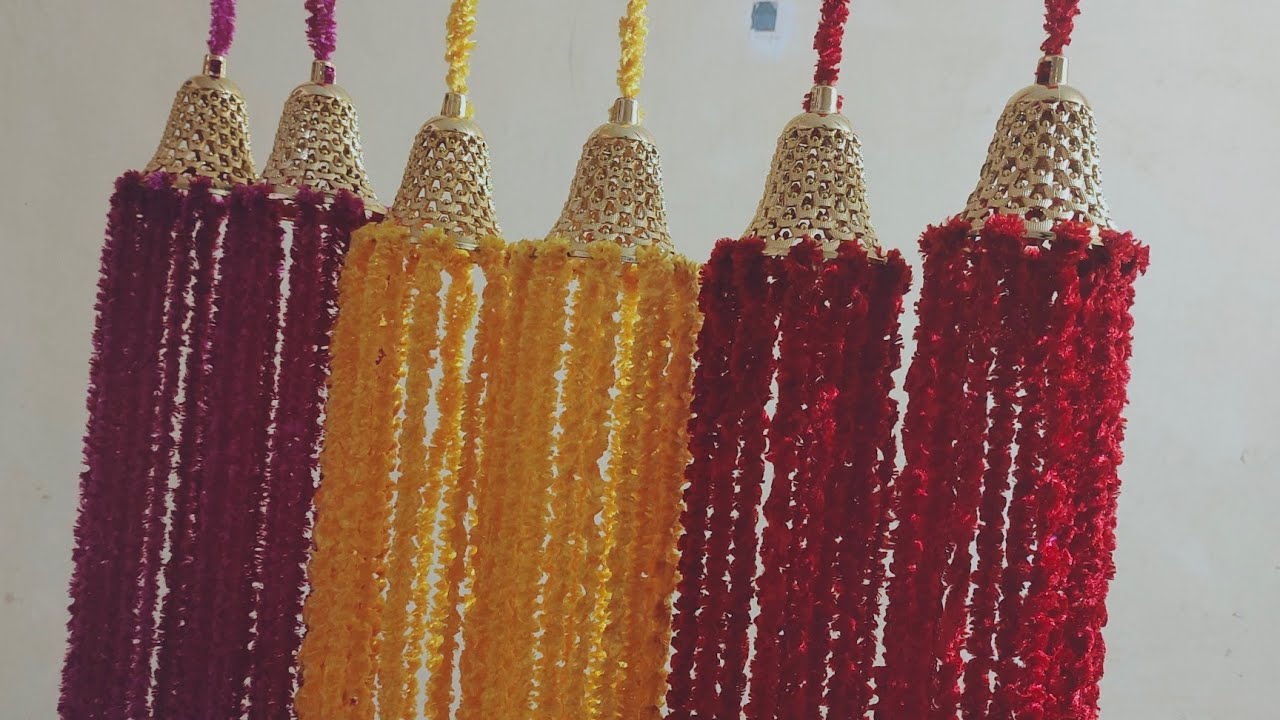 Hanging bells/गणपती decoration/गौरी decoration design ideas/#viral #hanging #art #woolen 