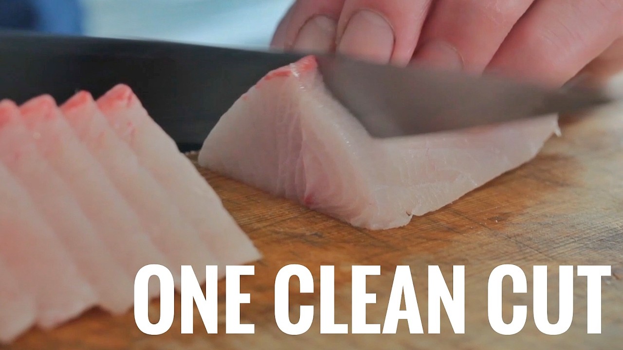 Así cortan el sashimi de yellowtail en Japón｜Un solo corte limpio