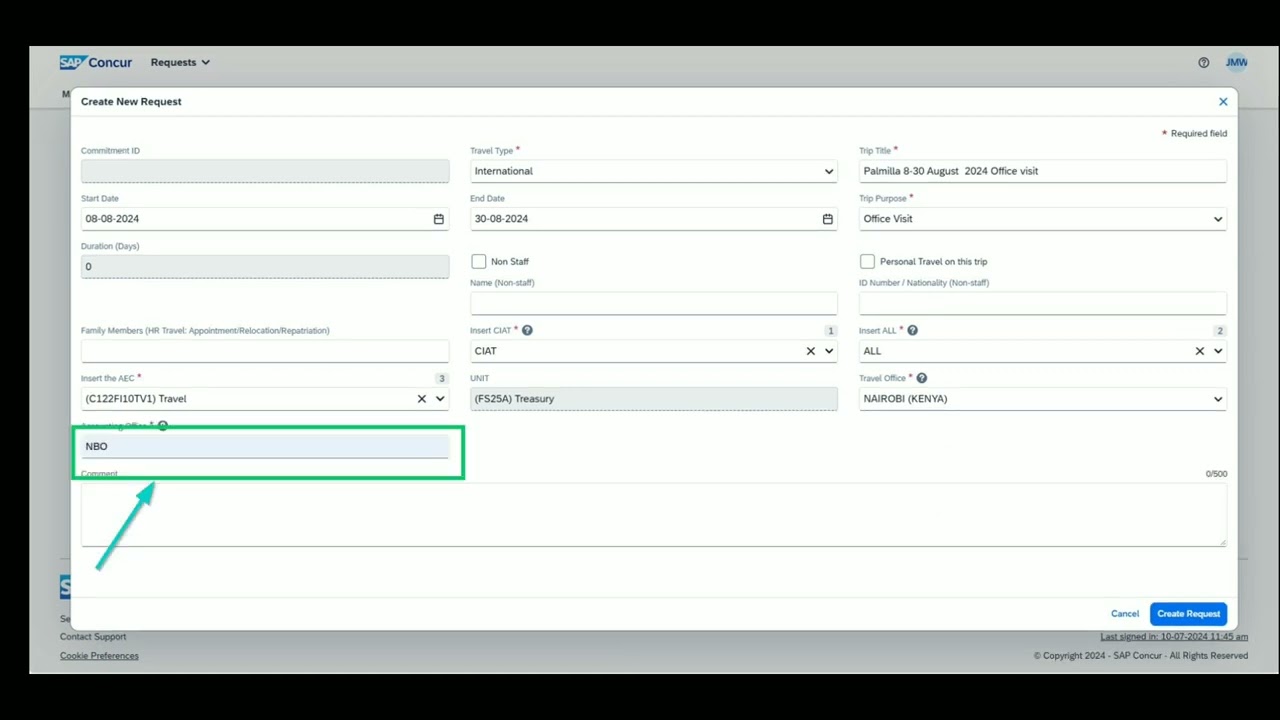 New How to create a travel request