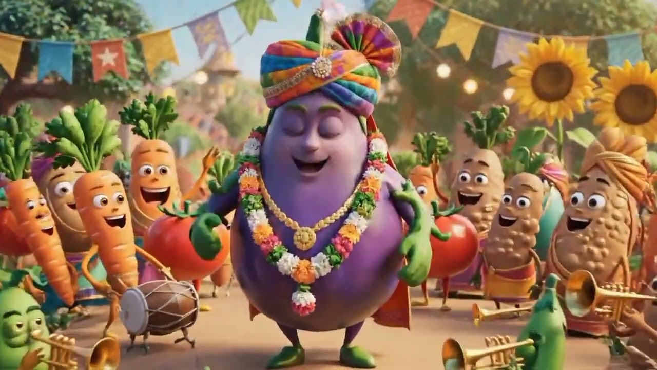 बैंगन राजा की शादी – अदरक ने लुगाई छीन ली 3D Funny Veggie Story | Hindi Kids आलू कचालू Happy Bubbles