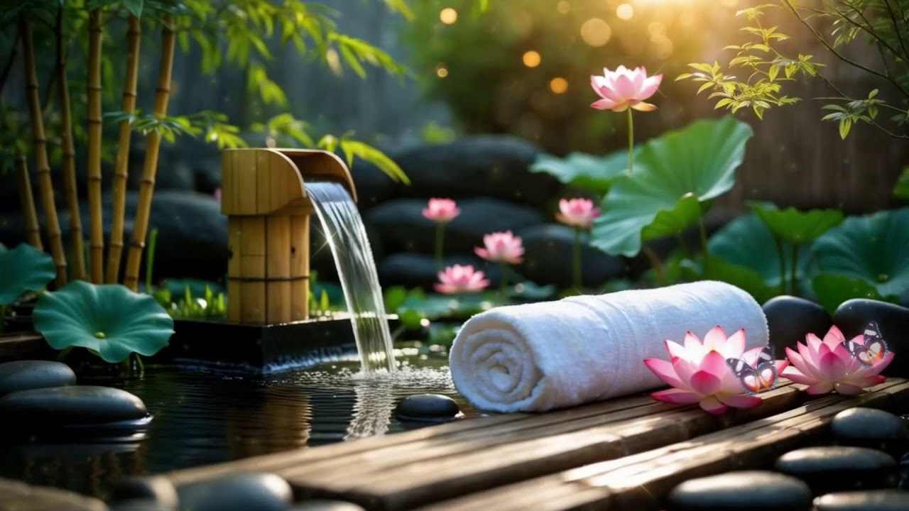 Soothing Piano Sleep Music ?? Bamboo Water Fountain & Nature Sounds, Calm Mind, Deep Sleep ??