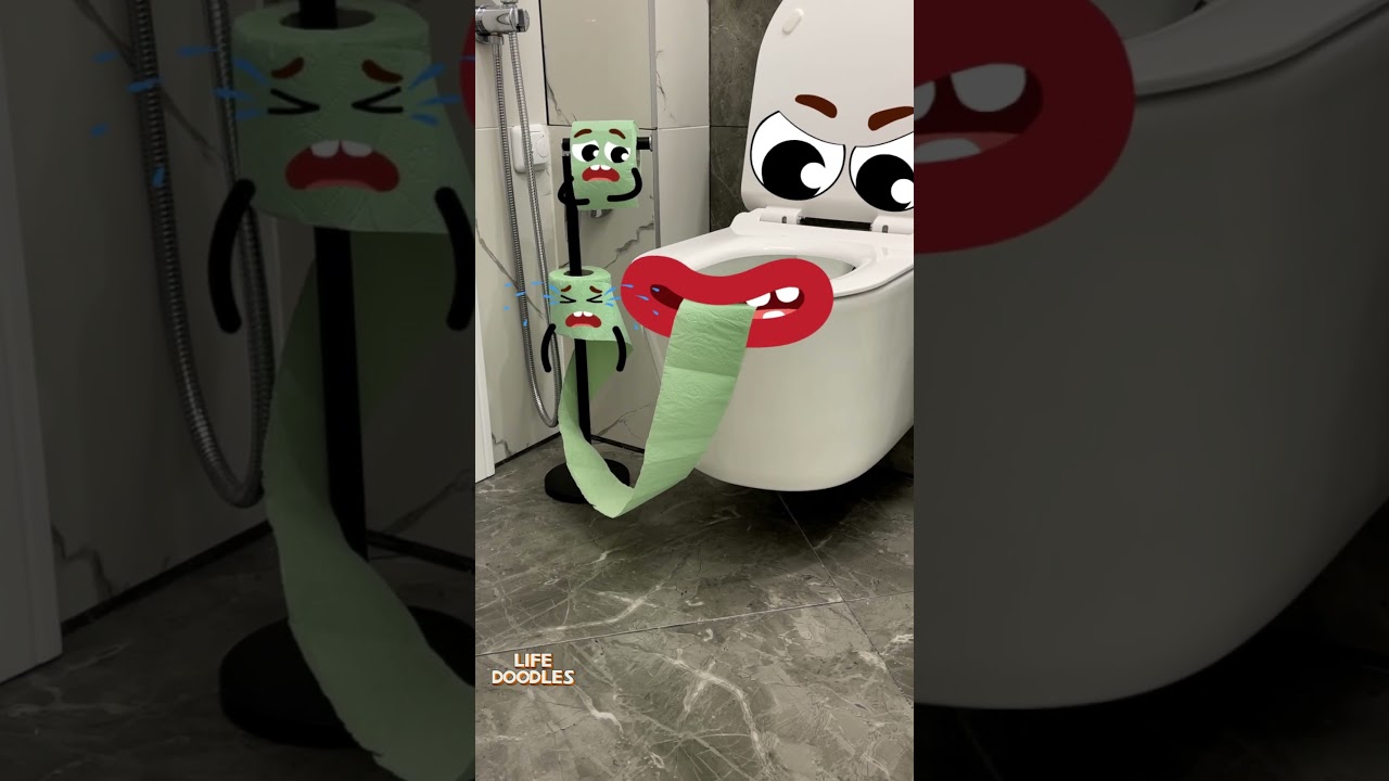 The toilet ate all the paper, the sausage is hiding 😂 #lifedoodles #shorts #animation #cartoon