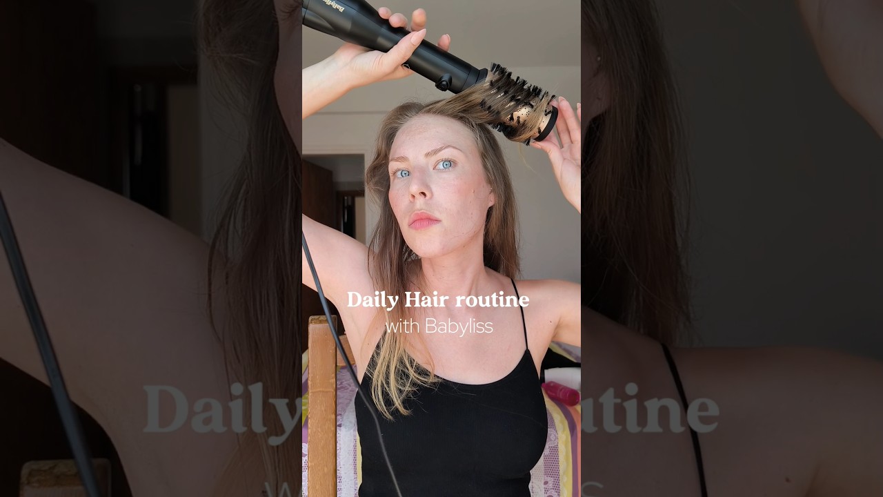 Daily hair routine with @babyliss  rotating brush❤️&zwj;🔥easy hair style✨#babyliss #heatbrush #blowdry