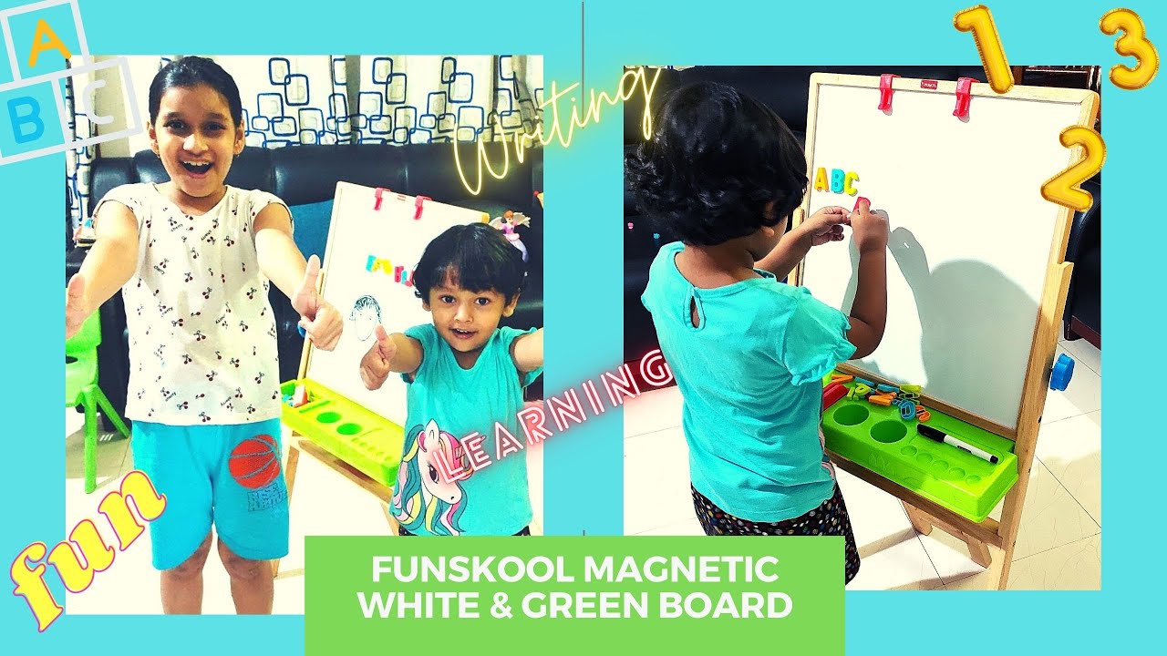 FUNSKOOL'S WOODEN ART EASEL BOARD UNBOXING & REVIEW by KIDS | GIGGLES 4 in 1 My First Easel Board
