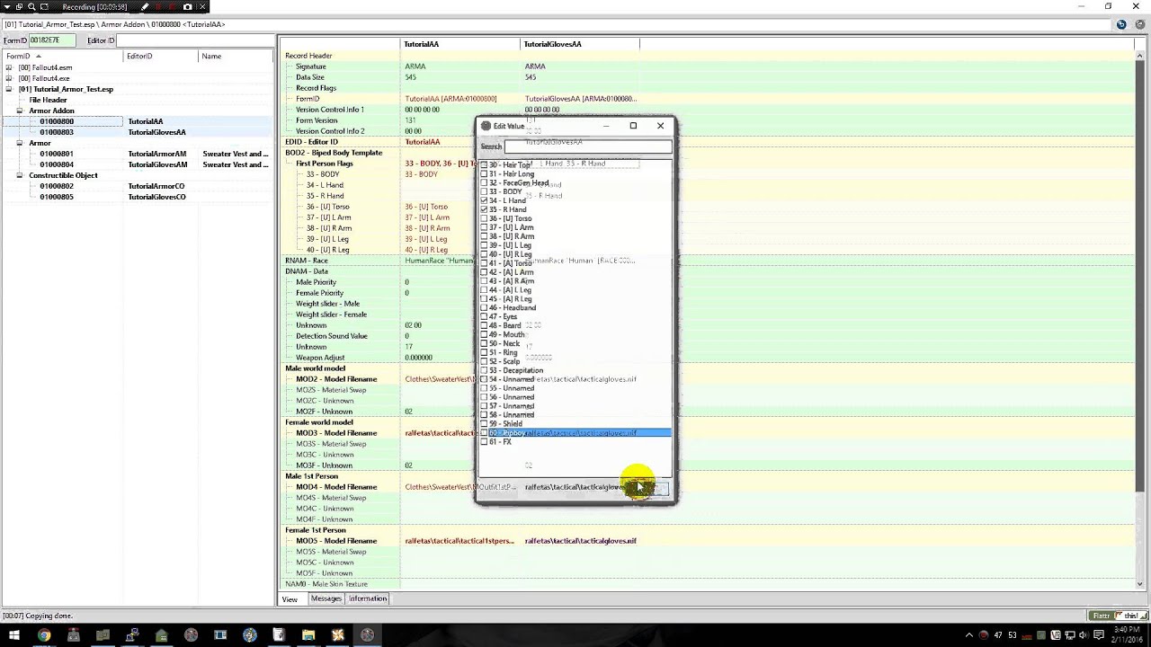 Fallout 4 Mod Tutorial - How to use FO4Edit to create ESP/Plugin for basic armor crafting.
