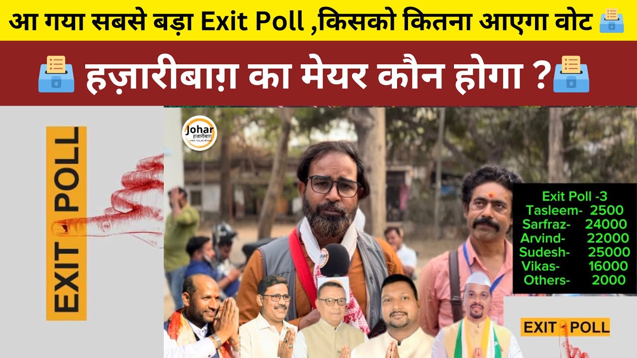 आ गया सबसे बड़ा Exit Poll ,किसको कितना आएगा वोट 🗳️ हज़ारीबाग़ का मेयर कौन होगा ?🗳️