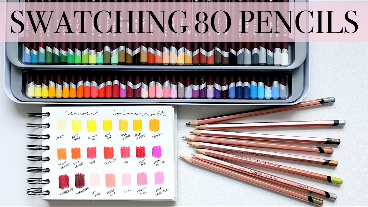 Derwent Coloursoft Pencils + Derwent Metallic Pencils | Swatches and Colour Comparison