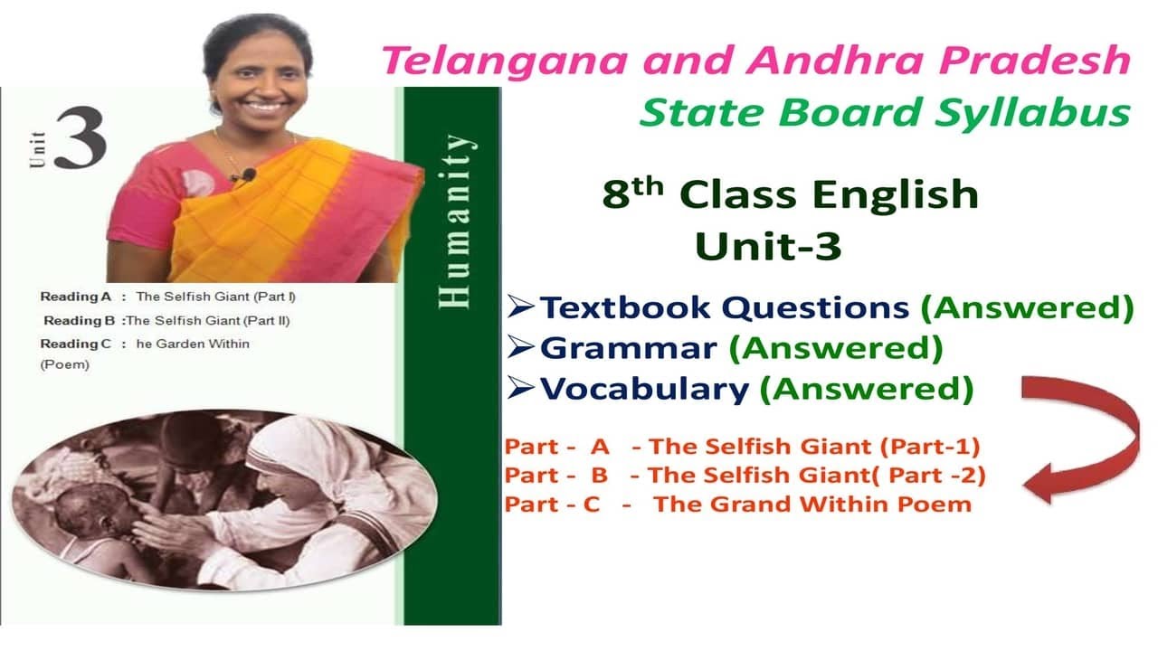 8th Class English Unit -3  Textual ,Comprehension, Grammar and Vocabulary TS & AP SSC
