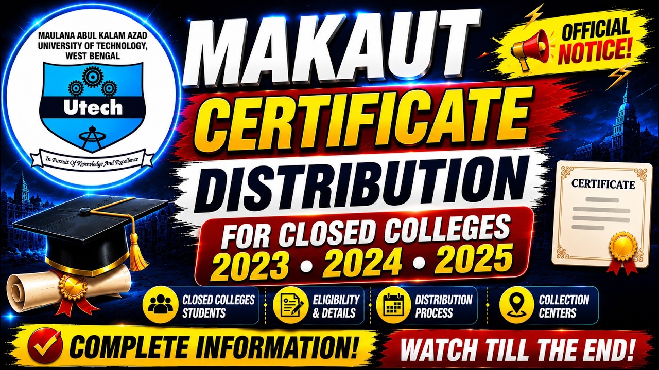 MAKAUT | 📜 Certificate Distribution for Closed Colleges (2023, 2024 & 2025) | 📢 Full Details #makaut