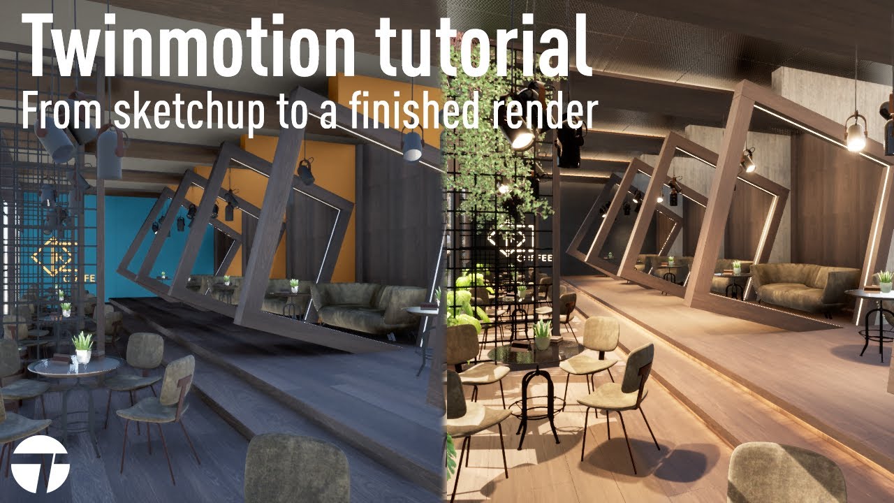 Twinmotion 2020 - Coffee house interior tutorial  [materials, light and export settings]