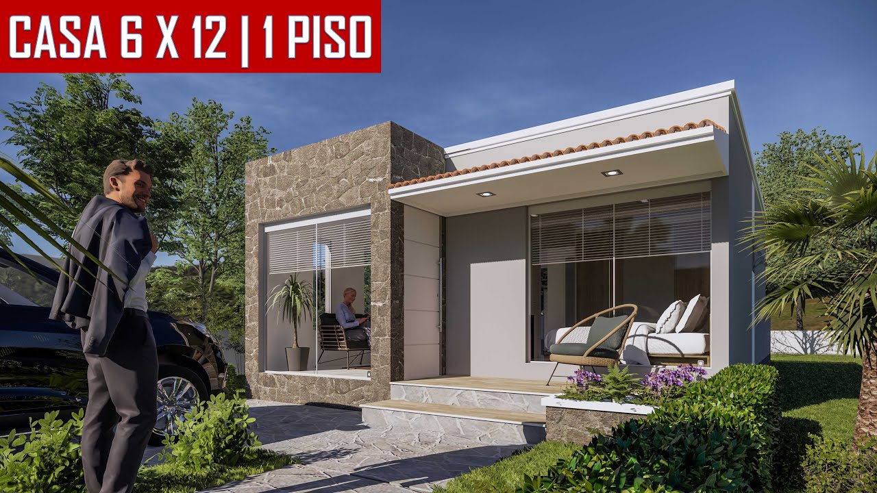 Casa 6x12 metros / Casa económica / Recorrido interior / House 6x12 m / rumah 6x12  / Plano de casa