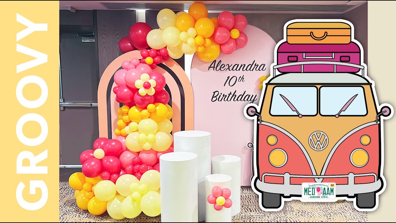 Groovy Birthday Party | PVC rainbow stand | Custom Cutout