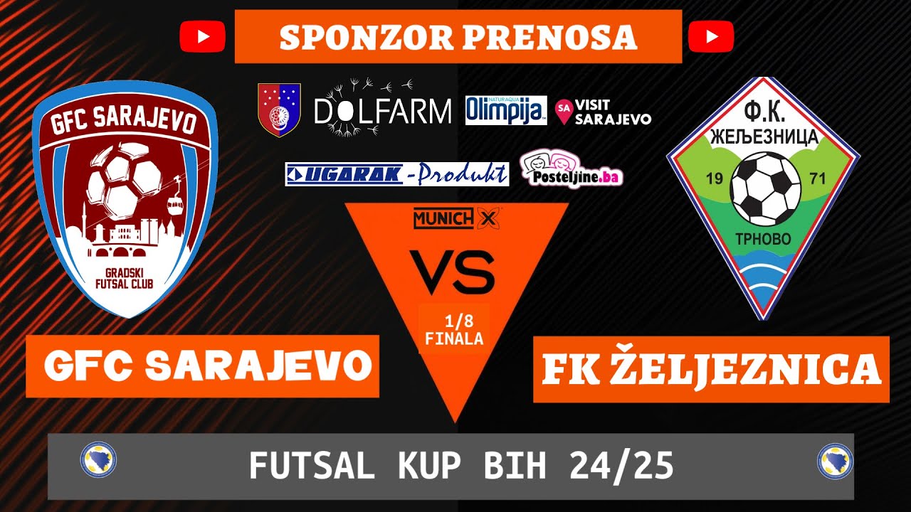 GFC Sarajevo vs FK Željeznica Trnovo - Futsal kup BIH 24/25, 1/8 FINALA
