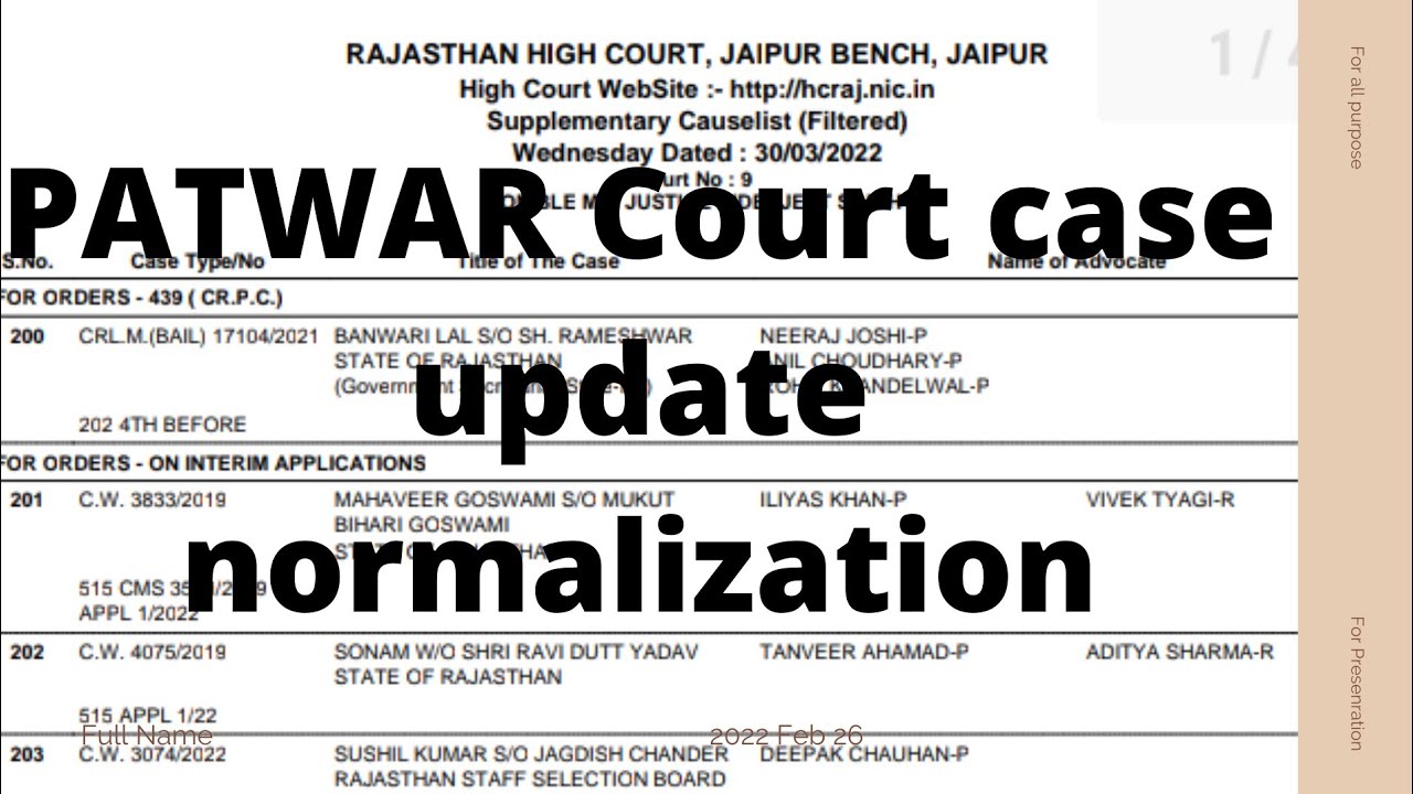 Patwar court case update sabse phle , Patwar normalization court case news by ishwar sinwar