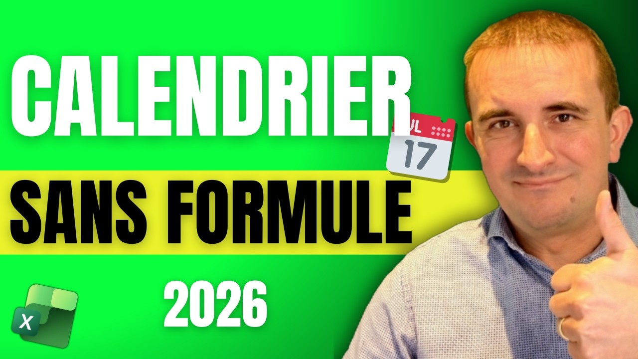 Cr&eacute;e un Calendrier Excel 2026 Gratuit en 10 Secondes (Sans Formule)