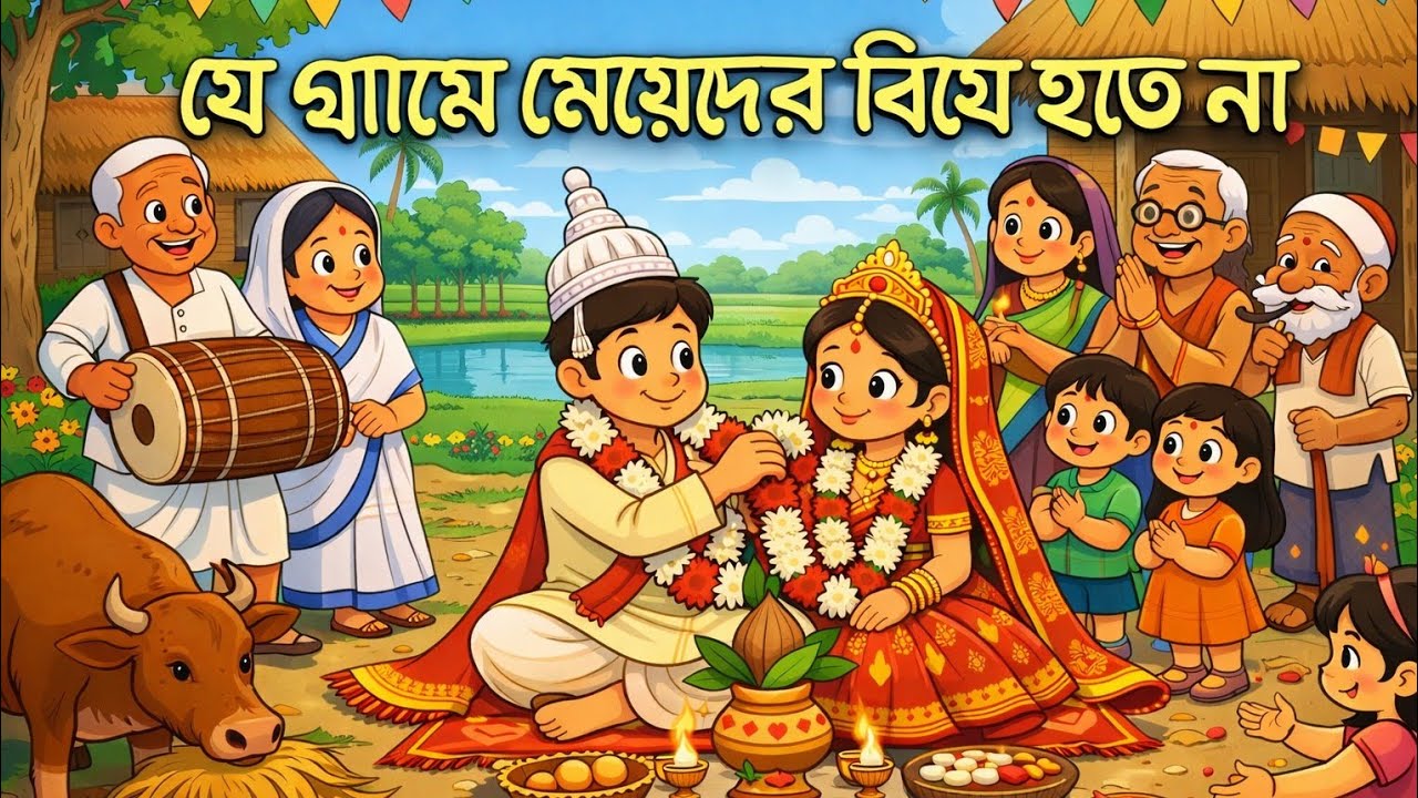 🌾🛖যে গ্রামে মেয়েদের বিয়ে হতো🤗👍👈না বাংলা গেল্প#cartoon #horrorstories#banglamoral golpo bangla video 