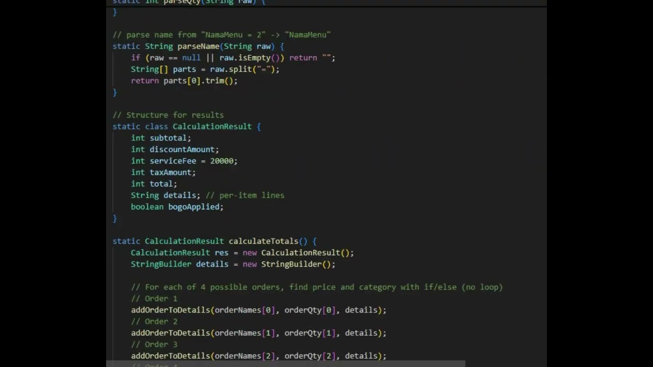 &ldquo;Membangun Aplikasi Restoran Sederhana dengan Java &ndash; Tanpa Loop, Pakai Logika
