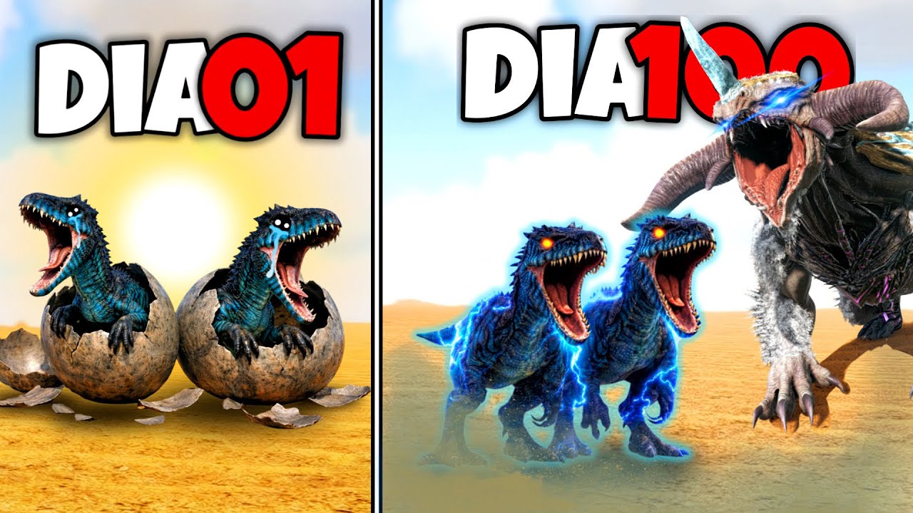 A HISTÓRIA DOS IRMÃOS BLUE INDOMINUS REX! EVOLUIMOS PRA CAÇAR O GODZILLA DE GELO! EVOLUDINO 100 DIAS